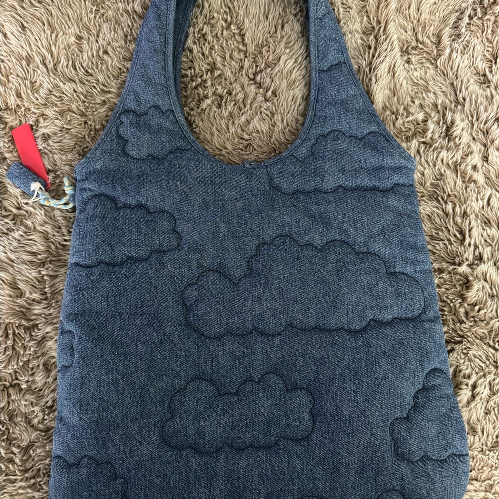Coach Denim Tote Bag with Brown Logo Patch - Picture 2 of 3